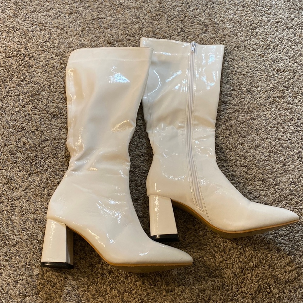 Tall white GoGo boots